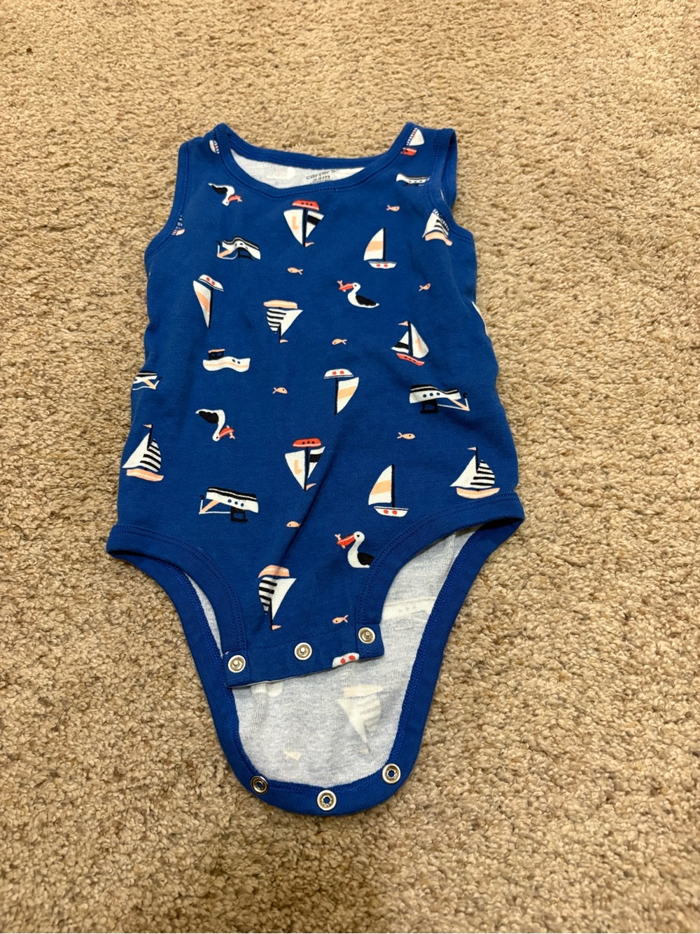 Carter’s Baby One-Piece Bodysuit 24M Blue Nautical Sailboat Sleeveless